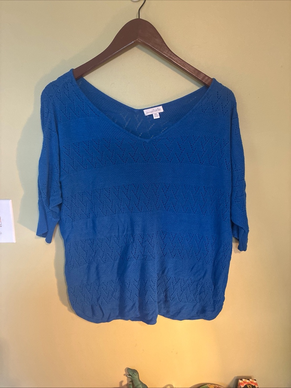 Charming Charlie Royal Blue V-Neck Short Sleeve Knit Top